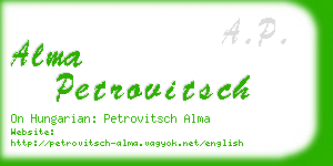 alma petrovitsch business card